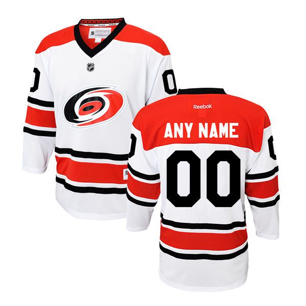 Youth Carolina Hurricanes Reebok White Custom Replica Away NHL Jersey